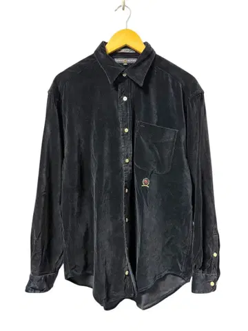 [ TOMMY HILFIGER / 벨루어 셔츠 / 블랙 / 90s ]