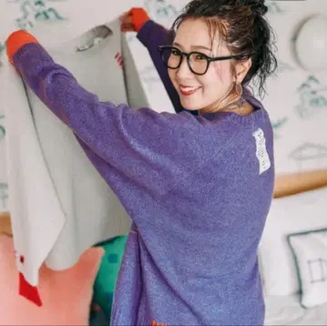 니코앤드 be with M Misayo 배색 풀오버 블루 새상품