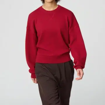 유니클로C 스무스 코튼 크루넥 스웨터 15 레드 XL