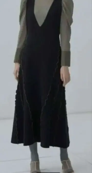 라그나문 사이드 멜로우 니트 오버롤 스커트 니트 원피스 M