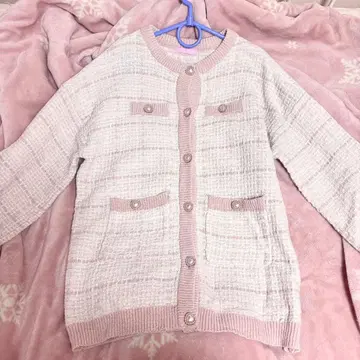 허니시나몬 트위드 니트 가디건