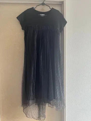 ROSE BUD 레이스 레이어드 티셔츠 원피스 블랙