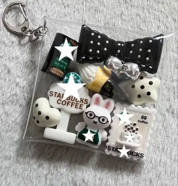 가챠 파우치 [ 안경 토끼 카페 블랙 x 화이트 계열 ]