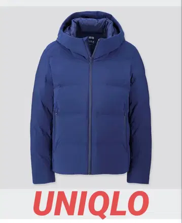 UNIQLO 유니클로 심리스 네이비 후드 부착 다운 자켓