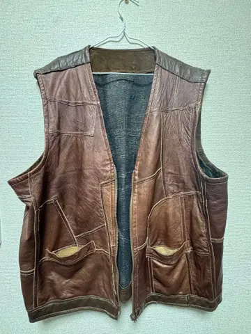 가죽 브라운 베스트 지퍼 포함