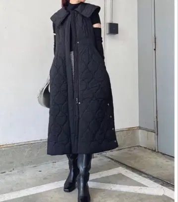 시착만 한 상품 rienda (리엔다) 퀼팅 롱 코트 블랙 M