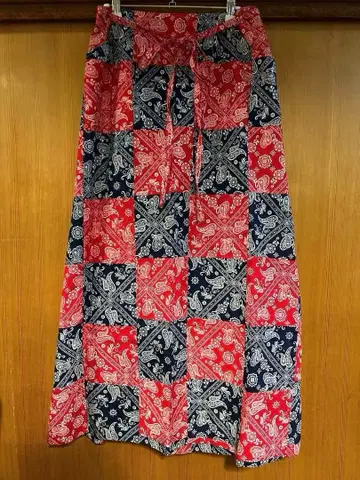 빈티지 페이즐리 패치워크 롱 랩스커트 트리콜로르