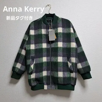[ 미사용 새상품 ] Anna Kerry 블록 체크 샤기 블루종