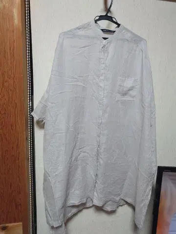 미즈이로 인드 라이트 그레이 오부 소매 셔츠 포켓 부착