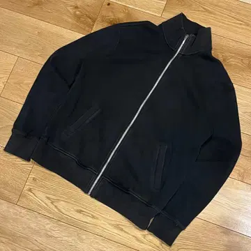 00s 올드 유니클로 페이드 맨투맨 자켓 지퍼 니트 블랙