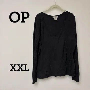 당일 발송 OP [XXL] V넥 긴팔 T셔츠 블랙