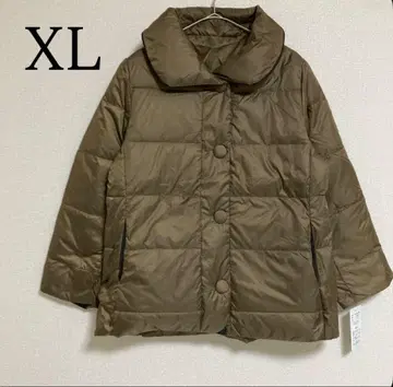 배색 다운 자켓 빅 사이즈 XL 브론즈 긴팔 아우터 다운 코트