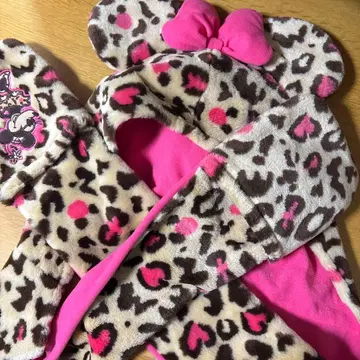 [12/12까지 한정판] 미니 마우스 레오파드 무늬 후드 부착 머플러