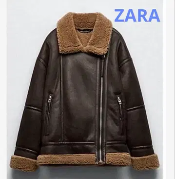 ZARA 페이크 무스탕 보아 자켓 브라운 x 카멜 L 사이즈