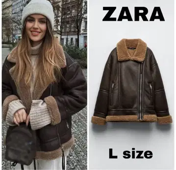 특별 가격 ZARA 페이크 무스탕 보아 자켓 브라운 L 사이즈
