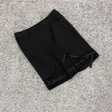 투 비 시크 하프 팬츠 밑단 리본 일본제 성숙/러블리 블랙(40)