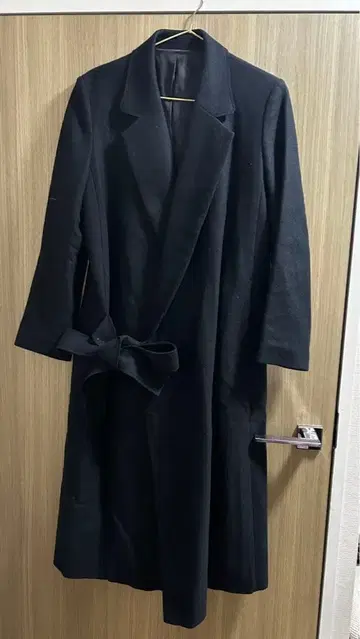 M/M ATTACHMENT 울 리본 블랙 롱 코트