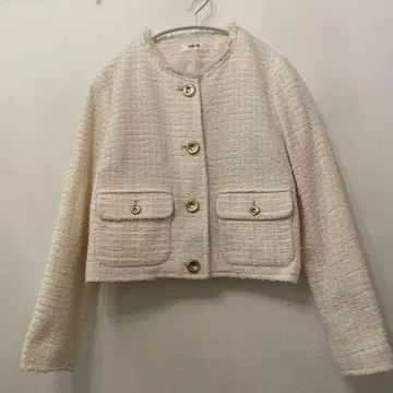 SNIDEL/아이보리/노카라 자켓/트위드