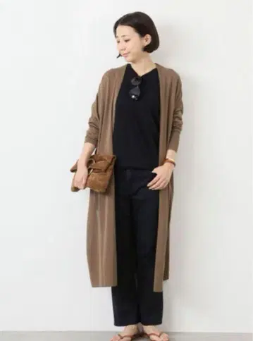 [ 새상품급 ] 뮤즈 드 두지엠 클라세 롱 가디건 코튼 브라운