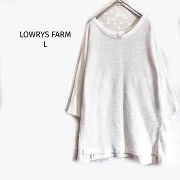 로리즈팜 니트 이소재 절개 도킹 쉬폰 겹침 돌려입기 7부 소매