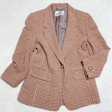 레트로 버블리 트위드 체크 테일러드 자켓 Y2K 90s L