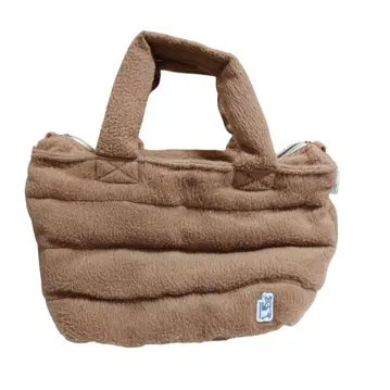 플리스 브라운 퀼팅 핸드백