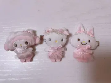 화이트 고양이 발레리나 헤어 클립 헬로키티 마이멜로디 위시미멜