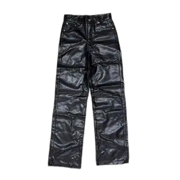 블랙 가죽 팬츠 스트레이트 캐주얼