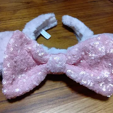 리본 포함 핑크 귀 머리띠