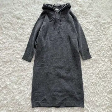 미사용급 FASHIRU 파실 니트 원피스 롱 후드 그레이