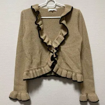 70 [새상품급] M-PREMIER 엠프리미어 프릴 달린 베이지색 가디건