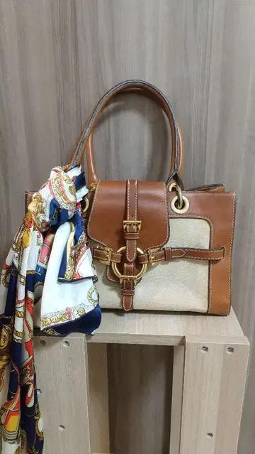 M&K TOKYO 핸드백 소가죽 캔버스