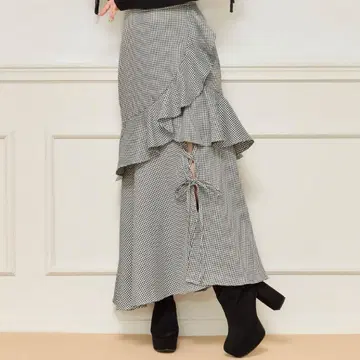 레이스업 리본 스커트