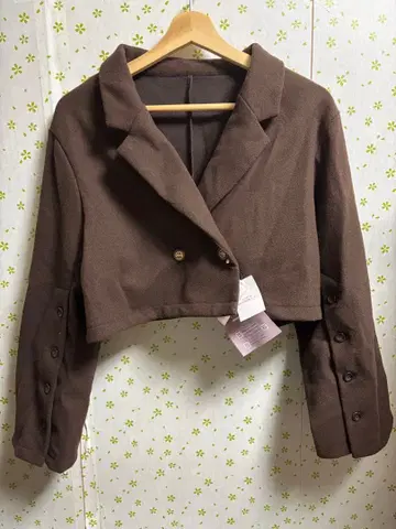 L 사이즈 브라운 크롭 자켓 더블 버튼