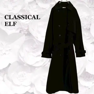 [클래식 엘프] 롱 코트 [F] 블랙 검정 포멀 벨트 포함