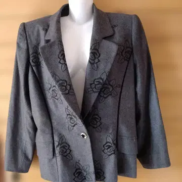 웅가로 그레이 장미 꽃무늬 자수 블레이저