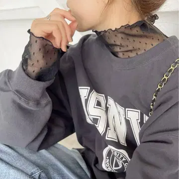 스픽 앤 스팬 도트 튤 하이넥 풀오버 택 포함 새상품