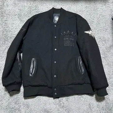 ANDSUNS 바시티 자켓 블랙 스팽글 스컬 디자인