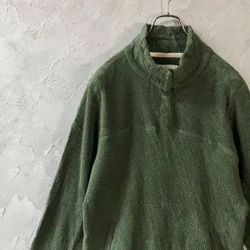 빈티지 풀오버 플리스 하프 버튼 심플 무지 L LO20