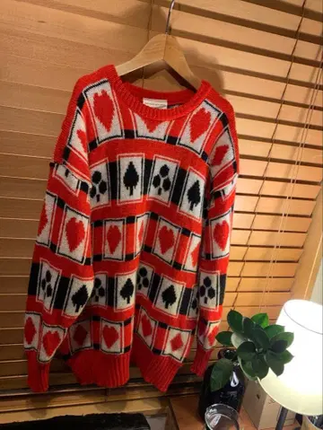 유럽 구제 의류 트럼프 무늬 니트 Great Britain