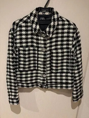 ZARA 체크 무늬 자켓 블랙 화이트