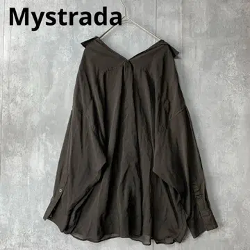 Mystrada 볼륨 시어 셔츠 다크 브라운 비침 봄/여름/가을