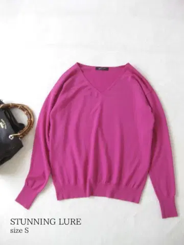 새상품급! STUNNING LURE 긴팔 니트 핑크 S 울 혼방 루즈핏
