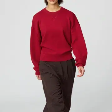 유니클로 C 스무스 코튼 크루넥 스웨터 15 레드 L 사이즈