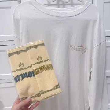 harmony 롱 T셔츠 긴팔 화이트 M 사이즈 미니 타월