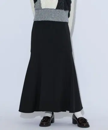 PUBLIC TOKYO 패널 플레어 머메이드 스커트 블랙 2 M~L