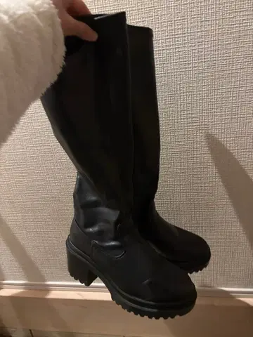 후즈후 chico 블랙 롱 부츠 통굽 힐