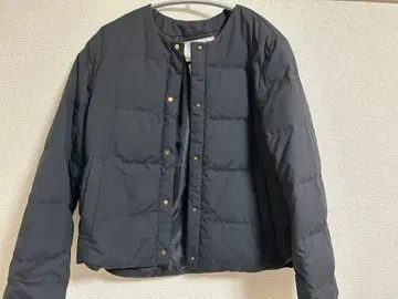 오페이크 도트 클립 노카라 2way 숏 다운 자켓 블랙 S