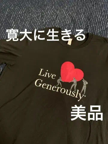 Live Generously 블랙 T셔츠 L. 새상품급. 관대하게 살자.