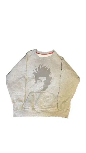 구제 의류 얼굴 프린트 그레이 맨투맨